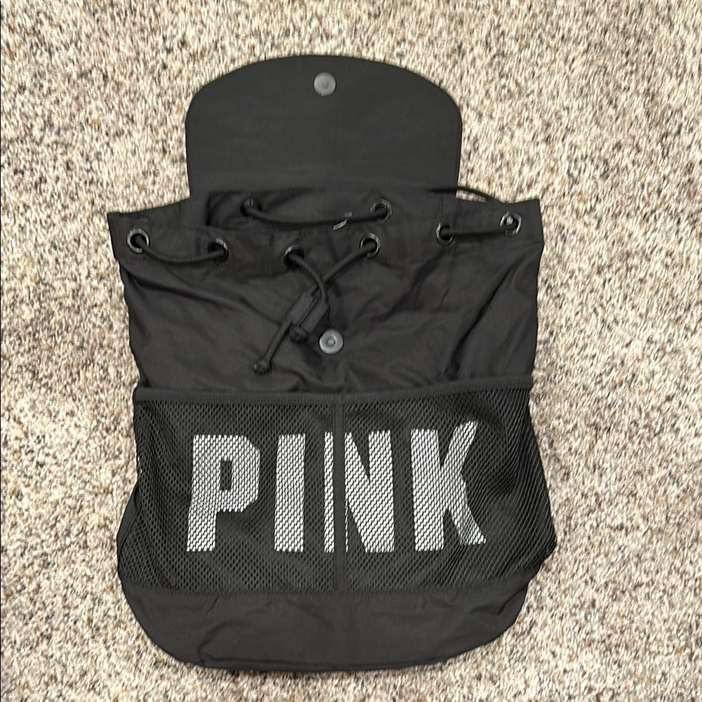 Pink Black Drawstring Backpack - image 1